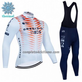 Completo Maglia ML + Pantaloncino con bretelle ML 2022 INEOS Grenadiers Winter Invernale Bianco Rosso